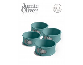 JAMIE OLIVER Комплект от 4бр форми с падащо дъно Ø10см - цвят атлантическо зелено