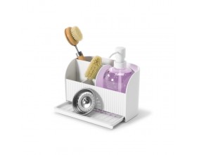 UMBRA Органайзер за мивка с диспенсър за течен сапун “SLING“ - цвят бял