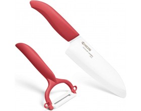 KYOCERA Комплект керамичен нож серия "GEN" и белачка - цвят червен