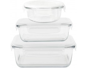 PEBBLY Сет от 3 бр. стъклени кутии за храна с различни размери - 620, 650, 800 мл