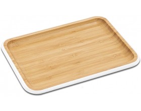 PEBBLY Бамбукова табла за сервиране - рамер S, 22x15см, с бял кант