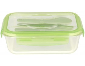 PEBBLY Стъклена кутия за храна с прибори - 1,2 л.