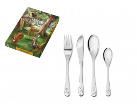 ZILVERSTAD Комплект детски прибори за хранене “Горски животни“ - 4 части