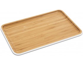 PEBBLY Бамбукова табла за сервиране - рамер М, 33x21см, с бял кант
