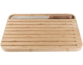 PEBBLY Комплект бамбукова дъска и нож за хляб размер L