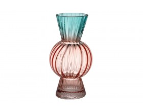 4LIVING Стъклена ваза “Poppy“ - цвят тюркоаз/праскова 