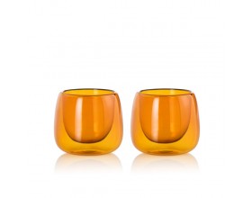 AdHoc Двустенни стъклени свещници 2 бр. Yuna - кехлибар