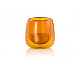AdHoc Двустенен стъклен свещник Yuna - кехлибар