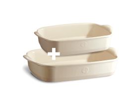 EMILE HENRY Комплект от 2 бр керамични тави за печене - цвят екрю