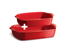 EMILE HENRY Комплект от 2 бр керамични тави за печене - цвят червен