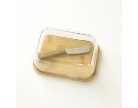 PEBBLY Кутия за масло със стъклен капак и нож