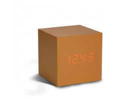 GINGKO Часовник с термометър “CUBE“ - цвят мед с червени цифри