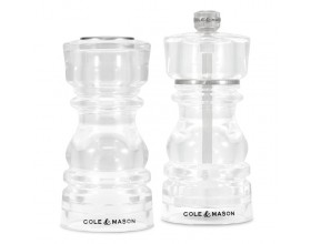 COLE & MASON Подаръчен комплект акрилни солница + мелничка за пипер LONDON - 13 см.