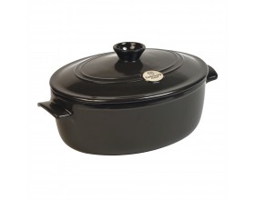 EMILE HENRY Керамична овална тенджера с капак "OVAL STEWPOT" -  6 л - 39,5 x 26,5 см - цвят черен