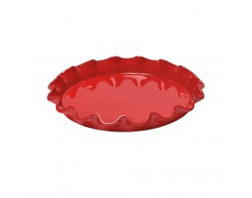 EMILE HENRY Керамична форма за тарт "RUFFLED TART DISH" - Ø 33 см - цвят червен
