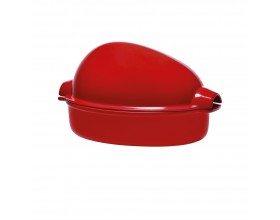 EMILE HENRY Керамична форма за печене на пиле "CHICKEN ROASTER"  - 2,5 л / 35,5 х 24см - цвят червен  