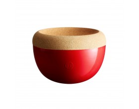 EMILE HENRY Керамична купа / фруктиера с корков капак "DEEP STORAGE BOWL"  - Ø 27 см - цвят червен