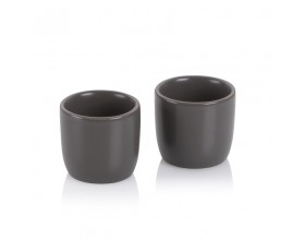 KELA Комплект от 2 бр. порцеланови чаши за еспресо/поставки за яйца “Bob“ - тъмно сиви