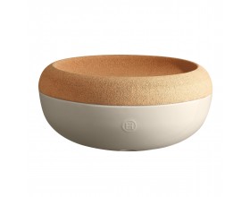 EMILE HENRY Керамична фруктиера с корков капак LARGE STORAGE BOWL, Ø 36 см - цвят екрю