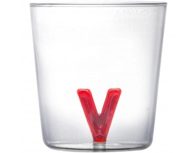 Vin Bouquet Стъклена чаша с декорация БУКВА V - 350 мл.