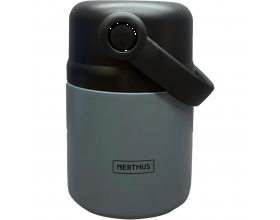 Nerthus Двустенен термос за храна с дръжка - сив - 650 мл.