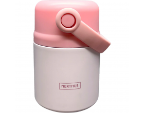Nerthus Двустенен термос за храна с дръжка - розов - 650 мл.