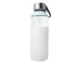 Nerthus Стъклена бутилка със силиконов протектор - 400 мл. - бяла
