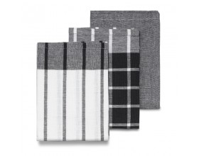 KELA Комплект от 3 бр. домакински кърпи за съдове “Pasado“ - 65х45 см - черно-бели