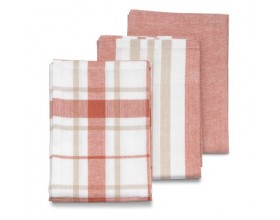KELA Комплект от 3 бр. домакински кърпи за съдове “Pasado“ - 65х45 см. - цвят корал