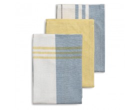 KELA Комплект от 3 бр. домакински кърпи за съдове “Pasado“ - 65х45 см - жълто-сини