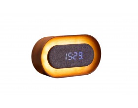 GINGKO Овален часовник/будилник и смарт лампа “Lumos“ - орех