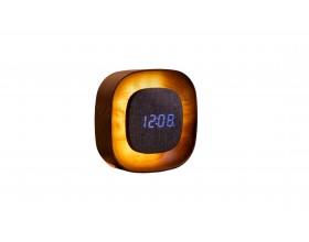 GINGKO Квадратен часовник/будилник и смарт лампа “Lumos“ - орех
