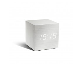 GINGKO Часовник/термометър “CUBE“ - бяло дърво с бели цифри