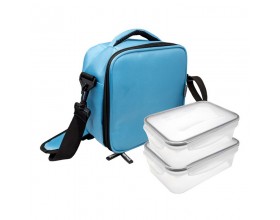 Nerthus Термоизолираща чанта за храна с две кутии - 500 и 1000 мл. - цвят син