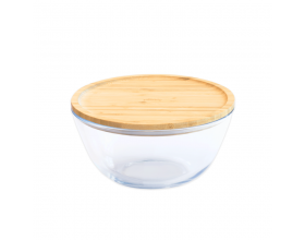 PEBBLY Стъклена купа с бамбуков капак - 2,6 л.