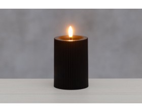 FINNLUMOR LED свещ с 3D пламък и оребрен дизайн - черна