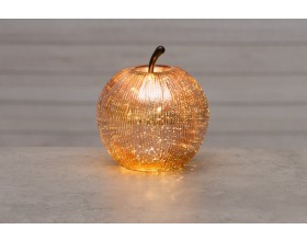 FINNLUMOR Стъклена декоративна ябълка с LED светлина - златна
