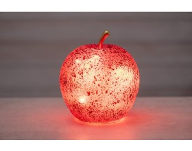 FINNLUMOR Стъклена декоративна ябълка с LED светлина - червена