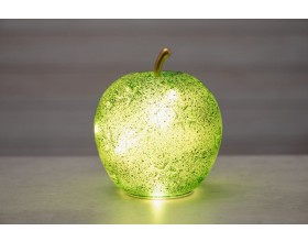 FINNLUMOR Стъклена декоративна ябълка с LED светлина - зелена