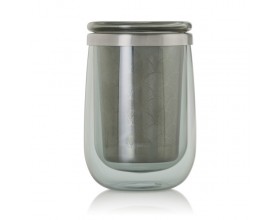 AdHoc Двустенна чаша с инфузер за чай Fusion Glass - 400 мл. - сиво стъкло