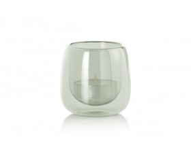 AdHoc Двустенен стъклен свещник Yuna - сив