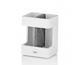 KELA Поставка за четки за зъби “Cube“ - бяла с елемент във вид на камък