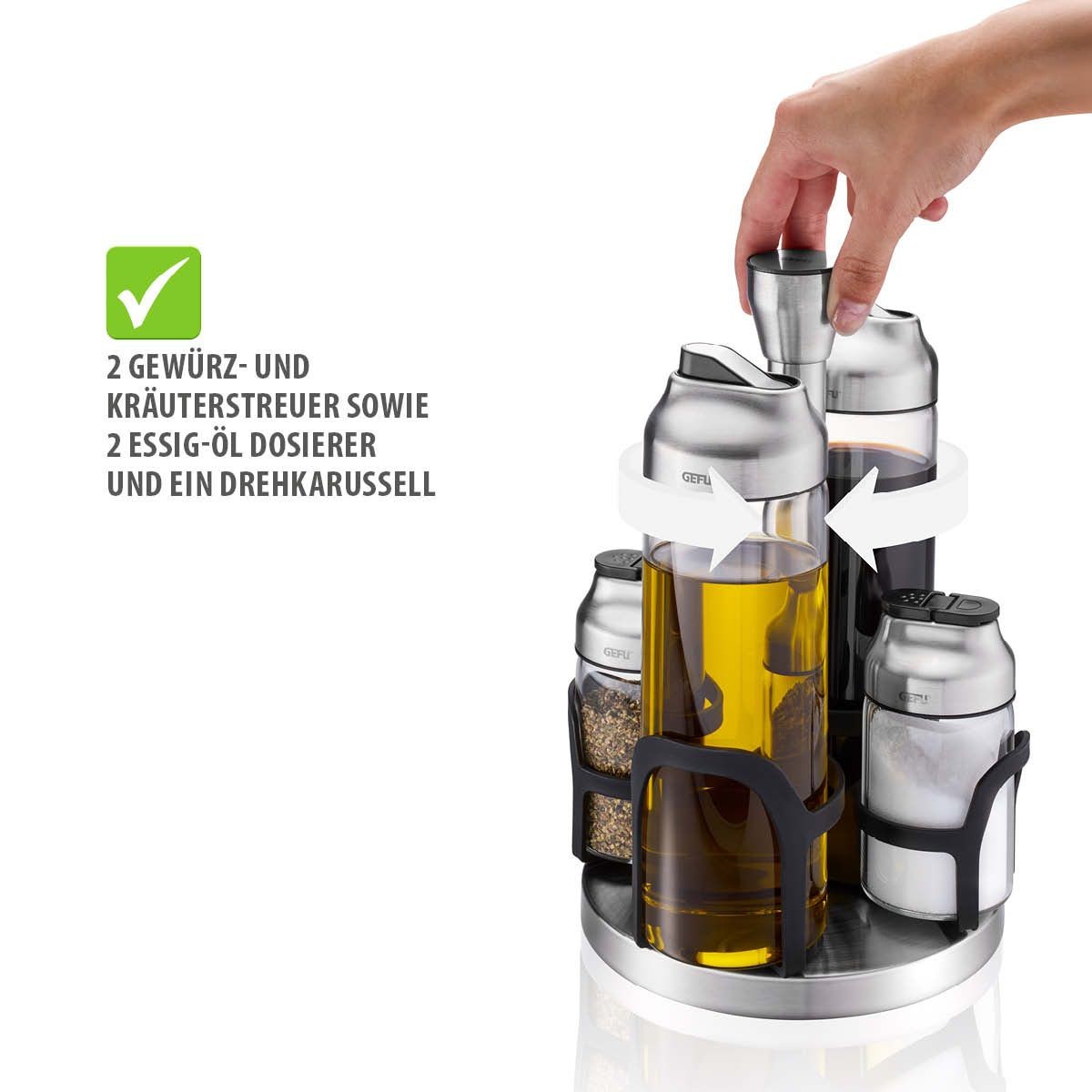 GEFU Комплект за олио,оцет, сол и пипер “KIPPO“ 5 части