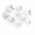 UMBRA Комплект декорация за стена “MARIPOSA“ - 9 бр. пеперуди - 3 размера - цвят бял