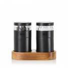 AdHoc Комплект мелнички за сол и пипер със стойка - Menage Molto - черна стомана/акация