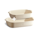 EMILE HENRY Комплект от 2 бр керамични тави за печене - цвят екрю