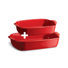 EMILE HENRY Комплект от 2 бр керамични тави за печене - цвят червен