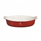 EMILE HENRY Керамична овална форма за печене "LARGE OVAL DISH" - 35,5 х 23,5см - цвят бяло и червено