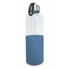 Nerthus Стъклена бутилка за вода със силиконов протектор - 600 мл. - синя