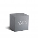 GINGKO Часовник/термометър “CUBE“ - алуминиев ефект с бели цифри
